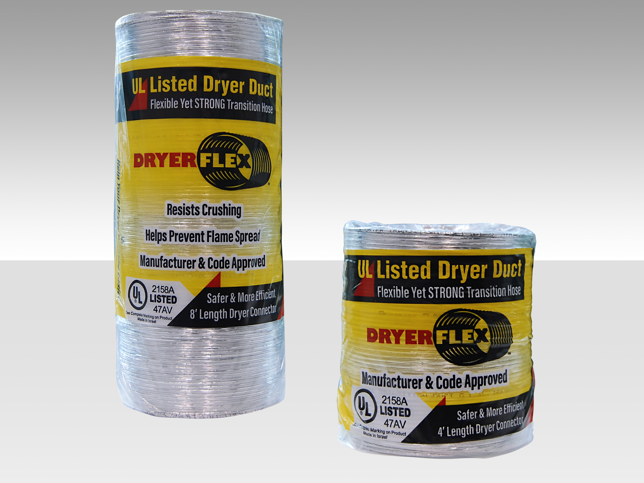 UL-listed semirigid and rigid dryer transition ducts